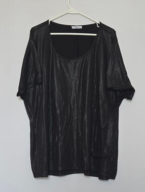 Denim & Blues Black Shimmery Scoop Neck Women's Top  size 4X
